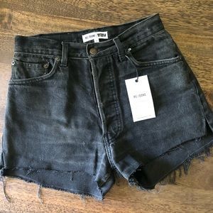RE/DONE Levis Black High Rise Denim Shorts 25